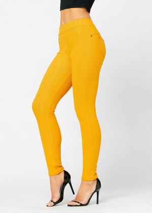 Ava Full Length Premium Stretch Everyday Jeggings - Mustard