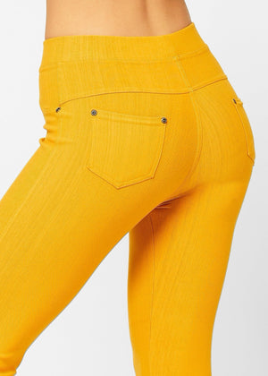 Ava Full Length Premium Stretch Everyday Jeggings - Mustard