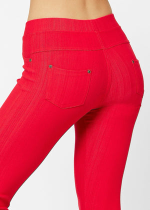 Ava Full Length Premium Stretch Everyday Jeggings - Red