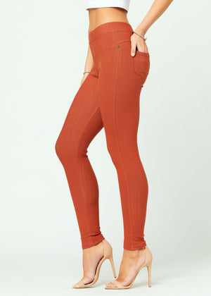 Ava Full Length Premium Stretch Everyday Jeggings - Rust