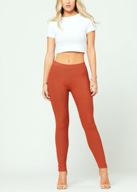 Ava Full Length Premium Stretch Everyday Jeggings - Rust