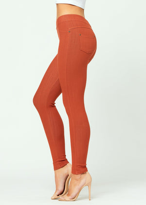 Ava Full Length Premium Stretch Everyday Jeggings - Rust