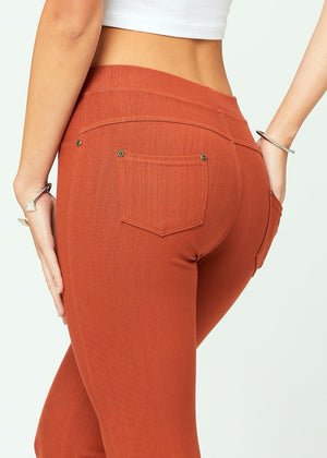 Ava Full Length Premium Stretch Everyday Jeggings - Rust