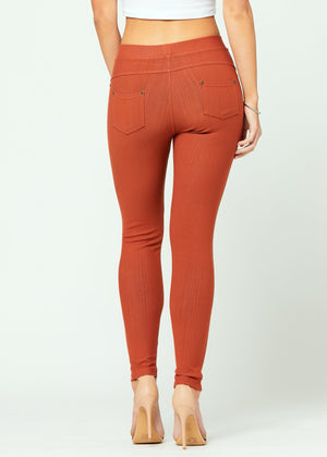 Ava Full Length Premium Stretch Everyday Jeggings - Rust