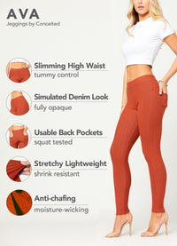 Ava Full Length Premium Stretch Everyday Jeggings - Rust