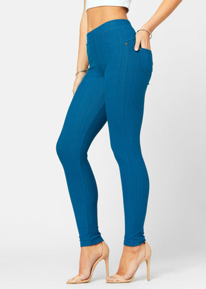 Ava Full Length Premium Stretch Everyday Jeggings - Teal Blue
