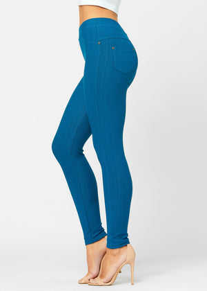 Ava Full Length Premium Stretch Everyday Jeggings - Teal Blue
