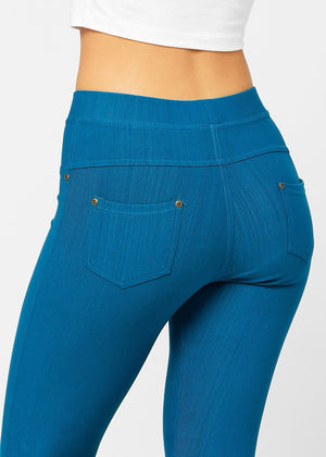 Ava Full Length Premium Stretch Everyday Jeggings - Teal Blue