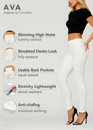 Ava Full Length Premium Stretch Everyday Jeggings - Off White