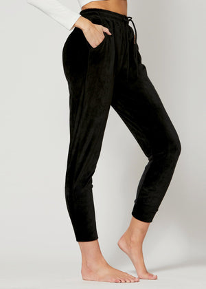 Noelle Ultra Soft Velour Joggers - Black