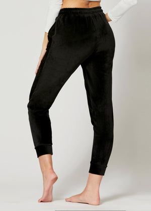 Noelle Ultra Soft Velour Joggers - Black