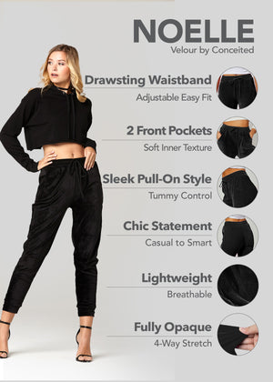 Noelle Ultra Soft Velour Joggers - Black