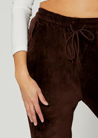 Noelle Ultra Soft Velour Joggers - Brown