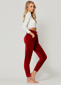 Noelle Ultra Soft Velour Joggers - Burgundy
