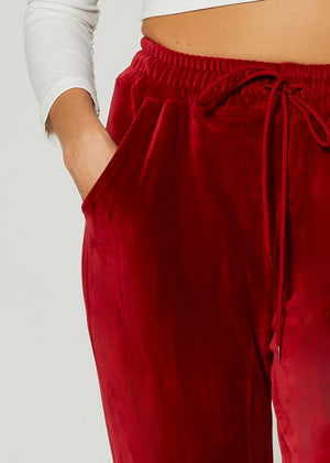 Noelle Ultra Soft Velour Joggers - Burgundy
