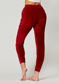 Noelle Ultra Soft Velour Joggers - Burgundy