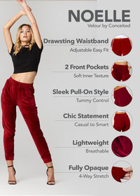 Noelle Ultra Soft Velour Joggers - Burgundy