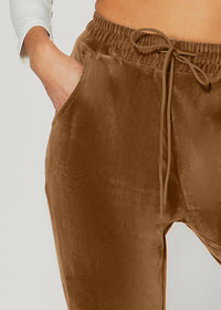 Noelle Ultra Soft Velour Joggers - Camel