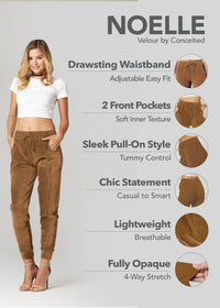 Noelle Ultra Soft Velour Joggers - Camel