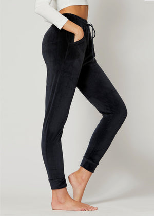 Noelle Ultra Soft Velour Joggers - Charcoal Grey