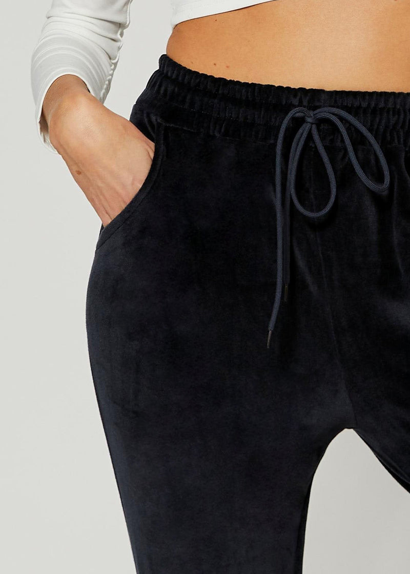 Noelle Ultra Soft Velour Joggers - Charcoal Grey