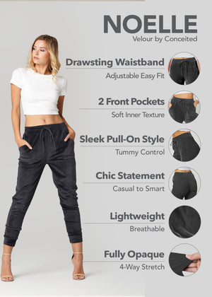 Noelle Ultra Soft Velour Joggers - Charcoal Grey
