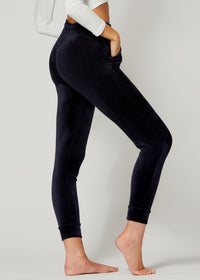 Noelle Ultra Soft Velour Joggers - Navy Blue