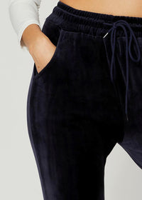 Noelle Ultra Soft Velour Joggers - Navy Blue
