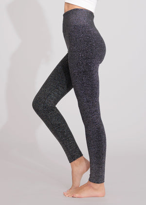 Elsa High Waisted Knit Fleece Lined Leggings - Winter Warm Leggings - Black Glitter