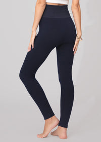 Elsa High Waisted Knit Fleece Lined Leggings - Winter Warm Leggings - Denim Blue