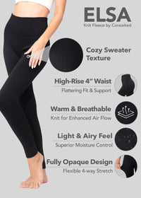 Elsa High Waisted Knit Fleece Lined Leggings - Winter Warm Leggings - Diamond
