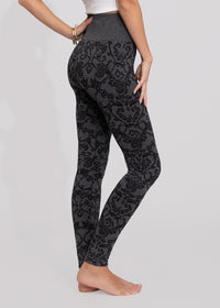 Elsa High Waisted Knit Fleece Lined Leggings - Winter Warm Leggings - Floral