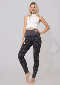 Elsa High Waisted Knit Fleece Lined Leggings - Winter Warm Leggings - Floral