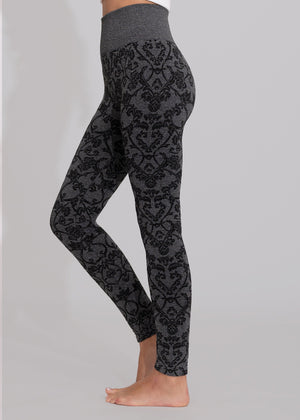 Elsa High Waisted Knit Fleece Lined Leggings - Winter Warm Leggings - Floral