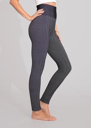 Elsa High Waisted Knit Fleece Lined Leggings - Winter Warm Leggings - Grey Dye