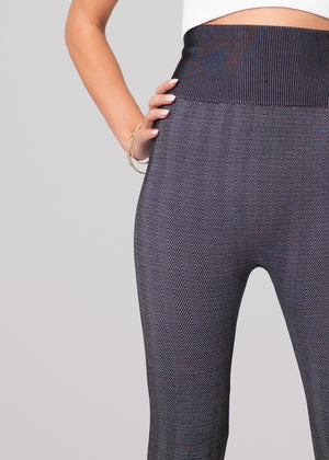 Elsa High Waisted Knit Fleece Lined Leggings - Winter Warm Leggings - Grey Dye