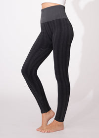 Elsa High Waisted Knit Fleece Lined Leggings - Winter Warm Leggings - Grey