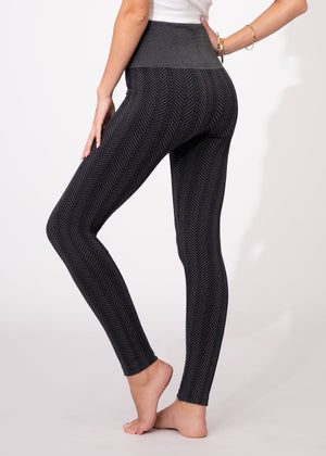 Elsa High Waisted Knit Fleece Lined Leggings - Winter Warm Leggings - Grey