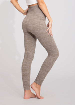 Elsa High Waisted Knit Fleece Lined Leggings - Winter Warm Leggings - Space Dye