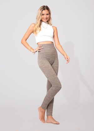 Elsa High Waisted Knit Fleece Lined Leggings - Winter Warm Leggings - Space Dye