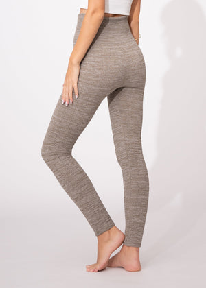 Elsa High Waisted Knit Fleece Lined Leggings - Winter Warm Leggings - Space Dye