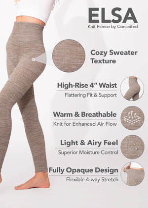 Elsa High Waisted Knit Fleece Lined Leggings - Winter Warm Leggings - Space Dye