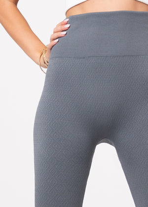 Elsa High Waisted Knit Fleece Lined Leggings - Winter Warm Leggings - Teal