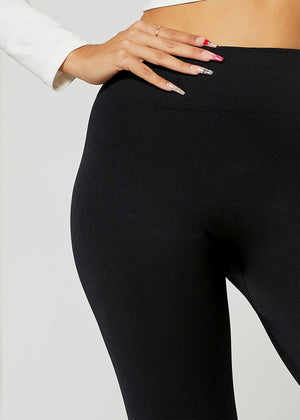 Elsa High Waisted Fleece Lined Leggings - Winter Warm Leggings - Black
