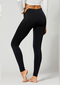 Elsa High Waisted Fleece Lined Leggings - Winter Warm Leggings - Black