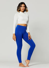 Elsa High Waisted Fleece Lined Leggings - Winter Warm Leggings - Cobalt Blue