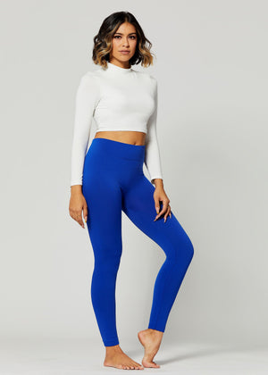 Elsa High Waisted Fleece Lined Leggings - Winter Warm Leggings - Cobalt Blue