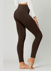 Elsa High Waisted Fleece Lined Leggings - Winter Warm Leggings - Brown