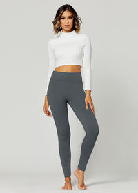 Elsa High Waisted Fleece Lined Leggings - Winter Warm Leggings - Charcoal Grey