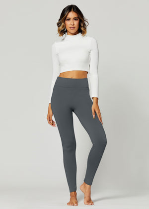 Elsa High Waisted Fleece Lined Leggings - Winter Warm Leggings - Charcoal Grey